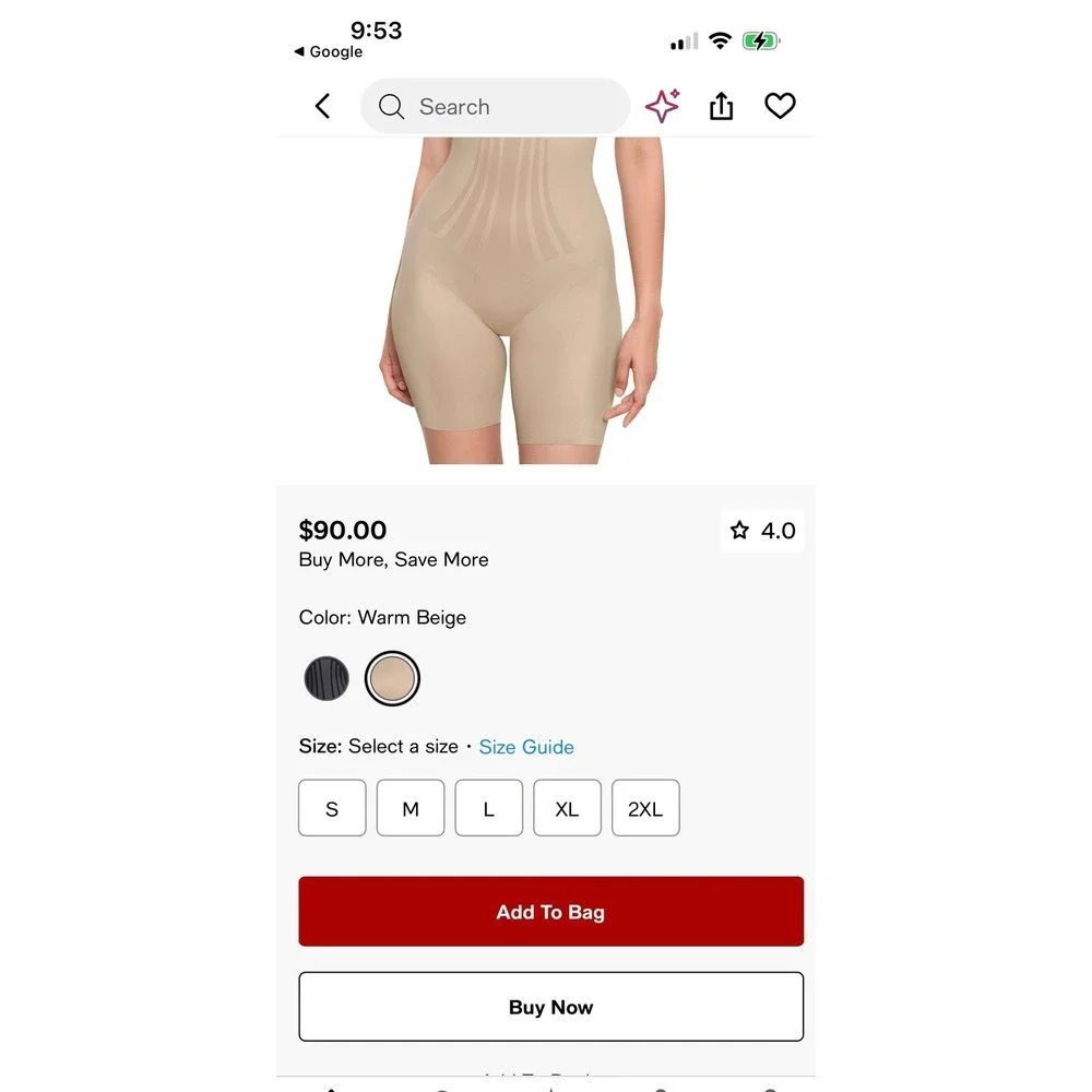 Miraclesuit Modern Miracle Thigh Slimmer Bodysuit 2562 Warm Beige XL NEW